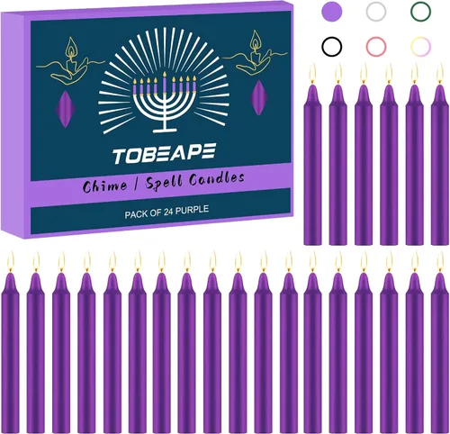 Miniatura 15 de Tobeape Paquete de 24 velas de hechizos de colores surtidos, mini velas cónicas de bruja mágica de 4 pulgadas a granel para rituales/brujería/altar