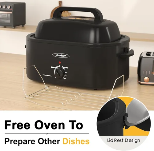 Miniatura 3 de Horno tostador Sunvivi, horno tostador eléctrico con tapa de visualización, asador de pavo de 30 libras y 26 cuartos con función única de Negro