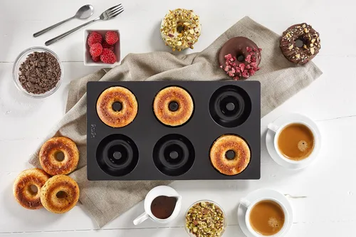 Miniatura 8 de Lékué - Molde de silicona platino para donas 6 agujeros antiadherentes para hornear, no necesita grasa, moldes para hornear Resistente al calor