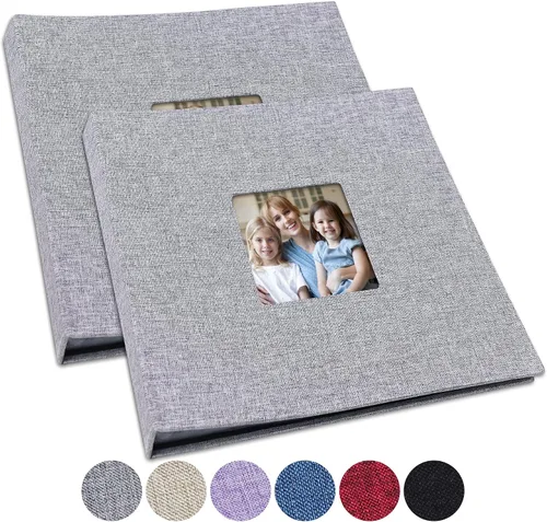 Vienrose Álbum de fotos pequeño de 4 x 6 pulgadas, paquete de 2 mini libros de fotos con cubierta de lino, 26 páginas con capacidad para 52