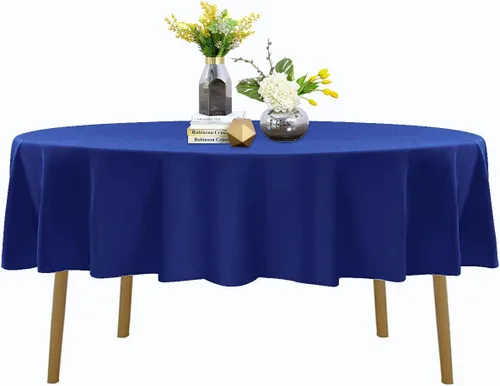 Miniatura 40 de Mantel de poliéster lavable de 90 pulgadas, resistente a las manchas y a las arrugas, mantel decorativo para mesa de comedor, fiestas de bufé y Negro