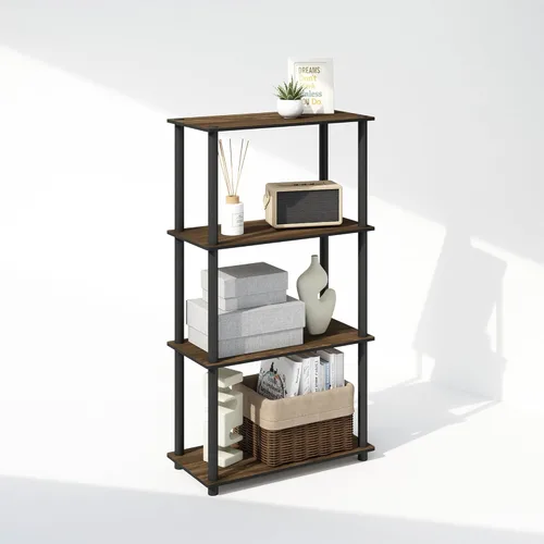 Miniatura 34 de Furinno Turn-N-Tube Estantes de almacenamiento, estante esquinero de 4 niveles, estante de exhibición de montaje sin herramientas, estantería