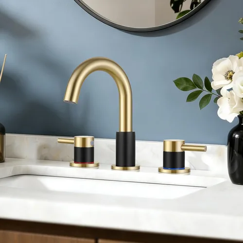 Miniatura 15 de FGKQ Grifo de Baño de Níquel Cepillado 3 Agujeros, Grifo de Baño de 8 Pulgadas Generalizado para Lavabo 3 Agujeros de Níquel Cepillado con Líneas