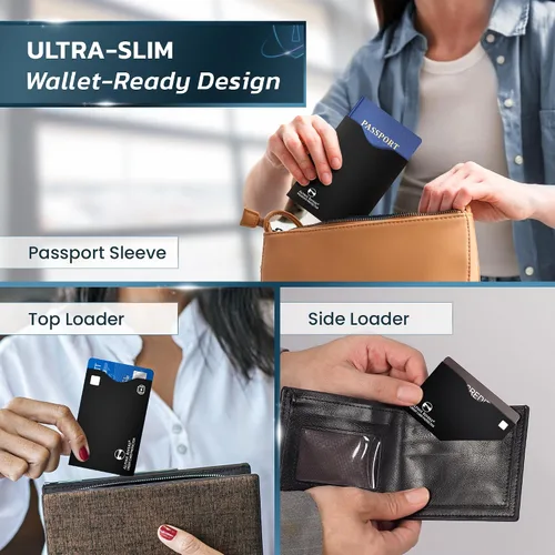 Miniatura 9 de 18 fundas de bloqueo RFID (14 soportes para tarjetas de crédito y 4 protectores para pasaportes) conjunto de protección premium contra robo