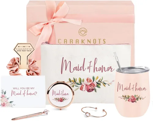 Miniatura 24 de CARAKNOTS Caja de regalo de propuesta de dama de honor, juego de regalo de dama de honor, caja rosa para damas de honor para boda, novia, despedida