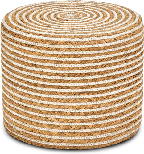 Miniatura 15 de Wimarsbon Puf Otomano de 18'', Puf Trenzado Natural, Puf de Salón Rústico Tejido a Mano, Taburete Reposapiés Boho para Dormitorio, Mesa de Acento