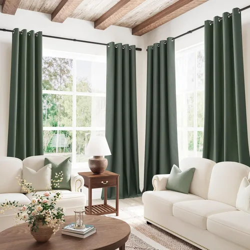 Miniatura 25 de Cream Linen Blackout Curtains 96 Length 2 Panels Set for Living Room Bedroom, 100% Black Out Thermal Insulated Linen Drapes, Room Darkening Grommet