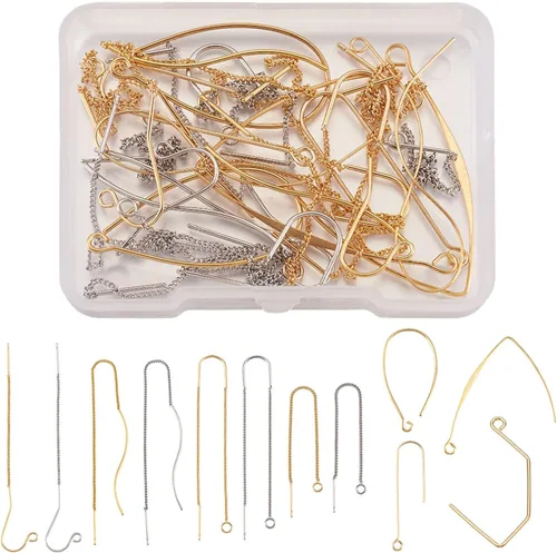 Miniatura 11 de Craftdady 10 hilos de cadena larga de oro de 18 quilates de 2.85 pulgadas de bola/cruz de eslabones colgantes con puente, anillo de salto