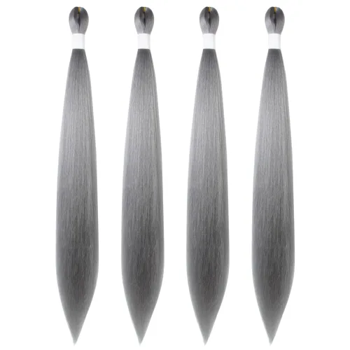 Miniatura 32 de Cabello trenzado preestirado de 10 pulgadas, 4 paquetes, extensiones de cabello corto para trenzas, cabello sintético preestirado #1 (negro azabache)