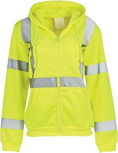 J. J. Keller & Associates, Inc. Sudadera con cremallera de alta visibilidad para mujer, tipo R Clase 3, SAFEGEAR