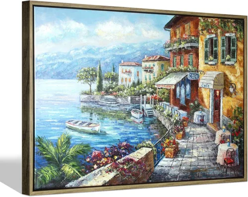 Miniatura 15 de SD SOFT DANCE Lienzo decorativo para pared de pueblo italiano, pintura de pueblo costero, reproducción de obras de arte para sala de estar