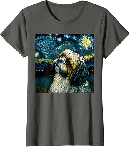 Miniatura 54 de Camiseta Surrealism Starry Night Shih Tzu Dog