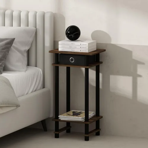 Miniatura 17 de Mesa de noche con cajón Furinno, Madera Roble francés