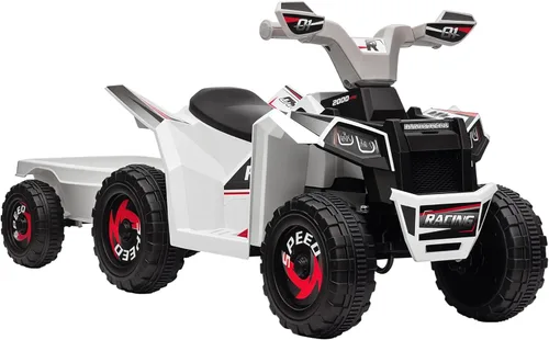 Miniatura 11 de Aosom Coche ATV Cuatriciclo para Niños con Remolque Trasero, Coche Eléctrico de Paseo de 6V con Función de Avance y Retroceso, Ruedas Resistentes al