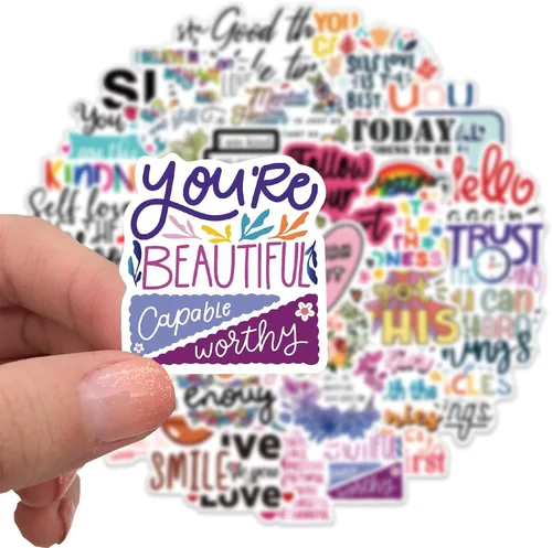 Miniatura 2 de Paquete de calcomanías inspiradoras, 52 unidades de calcomanías positivas y motivadoras de vinilo impermeable de Dovipta para estudiantes, Estímulo