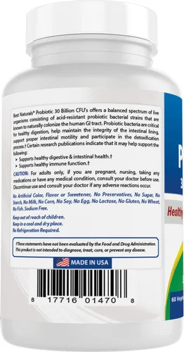 Miniatura 7 de Best Naturals Probiótico 10 cepas y 30 mil millones de UFC flora intestinal, 60 cápsulas vegetales (60 unidades (paquete de 2))