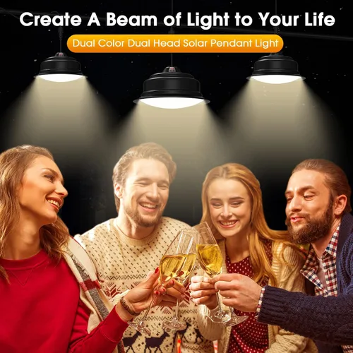 Miniatura 6 de Luces colgantes solares para interiores y exteriores, paquete de 2 unidades, regulables durante el día, 120 LED, luces solares blancas frías/cálidas