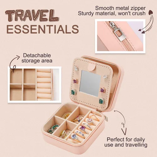 Miniatura 3 de Organizador de joyas pequeño de viaje, cajas de joyería con inicial, organizador de joyas, regalos esenciales de viaje para mujeres, madres, amigas