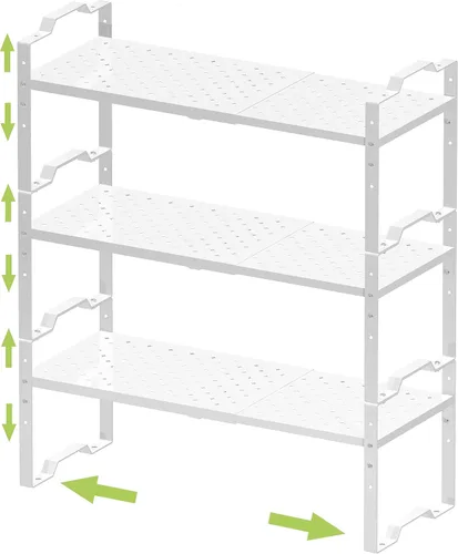 Jojocross Estante expandible para organizador de gabinete, ajustable, apilable, especiero en la cocina y el baño, para mostrador, despensa, despensa