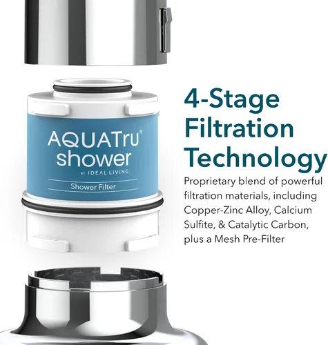 Miniatura 2 de AquaTru - Cartucho de repuesto para filtro de ducha de alto rendimiento Filtro de triple etapa que ayuda a reducir el cloro, la cloramina y otros