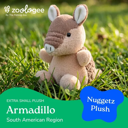 Miniatura 2 de The Petting Zoo Armadillo - Peluche de animales de peluche, regalos para niños, animales de vida silvestre Nuggetz, juguete de peluche marrón