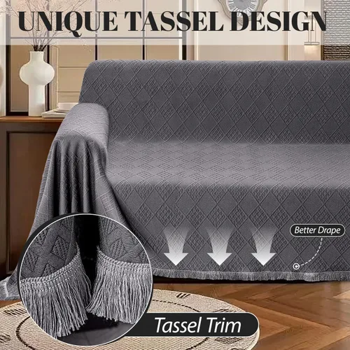 Miniatura 6 de Fundas Impermeables para Sofá Seccional Funda de Sofá Seccional Forma de L Fundas de Sofá Esquinero Manta para Perros Mascotas Lavable Jacquard Gris
