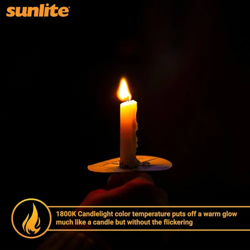Miniatura 6 de Sunlite 80449 Bombilla LED CA11 de filamento de luz de araña con punta de llama, 4 vatios (equivalente a 40 W), base E26 media, regulable