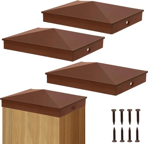 Miniatura 52 de Azdele Tapas de aluminio piramidal de 4 x 4 para postes nominales de madera de 4 x 4 pulgadas (verdadero 3.5 x 3.5 pulgadas), con superficie