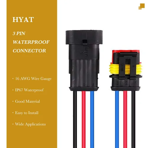 Miniatura 2 de Conector Impermeable de Enchufe de 3 Pines 16AWG, Conectores de Cables Eléctricos Automotrices Macho y Hembra Arnés Adecuados para Automóvil