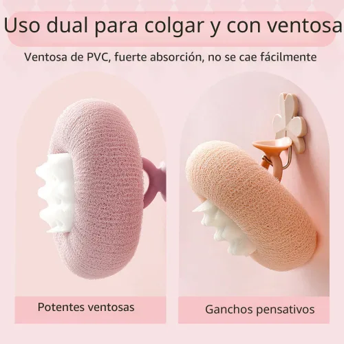 Miniatura 3 de Bola de Baño con Ventosa Girasol Super Suave, Nueva Bola de Baño 2-en-1 Girasol 2025 con Anillos para los Dedos, Esponja de Baño Exfoliante