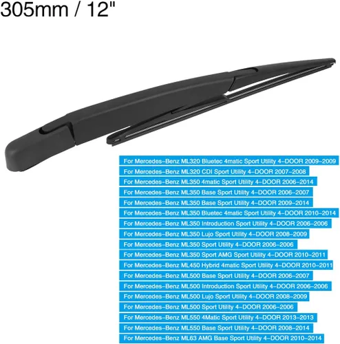 Miniatura 5 de X AUTOHAUX Juego de brazos de limpiaparabrisas trasero 12.008 in 12 pulgadas para Mercedes-Benz ML500 Base Sport Utility 4-DOOR 2006-2007