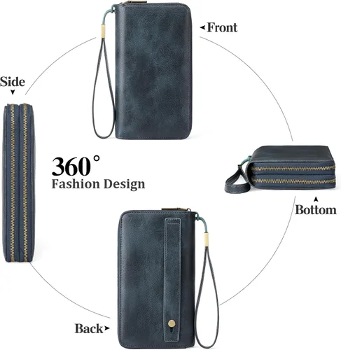 Miniatura 4 de GAEKEAO Cartera de mano para mujer, con bloqueo RFID, de piel, de gran capacidad, con correa de mano