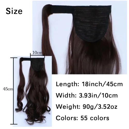 Miniatura 2 de Extensión de cola de caballo de 18 pulgadas para mujer, 3.53 onzas, fibra sintética natural japonesa resistente al calor, color negro azabache #1