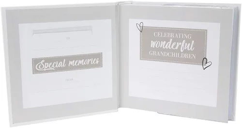 Miniatura 4 de Happy Homewares Álbum de fotos moderno de nietos blancos con texto dorado con capacidad para 80 fotos de 4 x 6 pulgadas