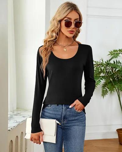 Miniatura 7 de Riyiper 2 piezas de camisetas para mujer con cuello redondo, camiseta básica casual para mujer