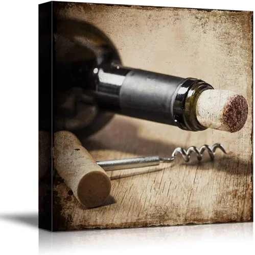 Miniatura 14 de wall26 - Lienzo decorativo cuadrado para pared, copas de vino con botella de vino y uvas, impresión giclée, arte moderno para el hogar, listo