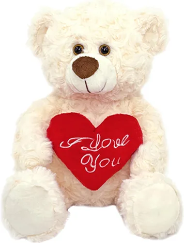 Oso de peluche blanco con corazón rojo I Love You de 12 pulgadas, lindo oso de peluche pequeño suave para San Valentín, boda, aniversario, regalo de