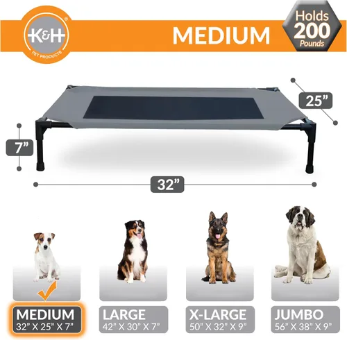 Miniatura 4 de K&H PET PRODUCTS - Cuna elevada para mascotas con centro de malla, varios tamaños Malla gris/negra