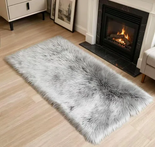Miniatura 11 de Alfombra de piel sintética de 2 x 6 pies, color beige, lavable a máquina, súper suave, esponjosa, alfombra de piel de oveja mullida para dormitorio