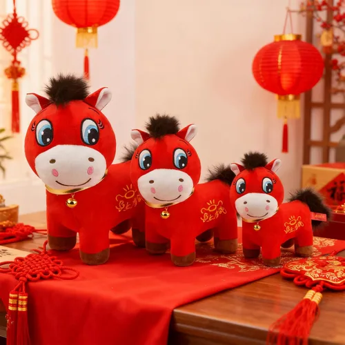 Miniatura 4 de Peluche de Año Nuevo Chino del Caballo 2026, ideal para decoración del hogar, mascota de recuerdo para adornos de automóvil, hogar, oficina, tienda