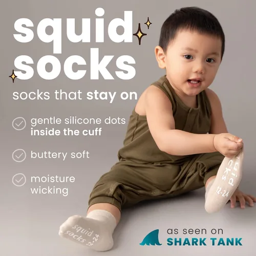 Miniatura 111 de squid socks Calcetines de viscosa de bambú 0-6M, 6-12M, 12-24M y 2T-3T Calcetines que se mantienen puestos