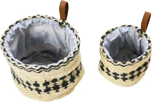 Miniatura 10 de Main + Mesa Cestas tejidas de yute con forro, negro/crema, juego de 2 tamaños