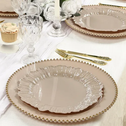 Miniatura 36 de Efavormart - Juego de 20 platos de plástico con diseño de arrecife negro, platos de fiesta de postre y aperitivo de 7 pulgadas, elegante vajilla