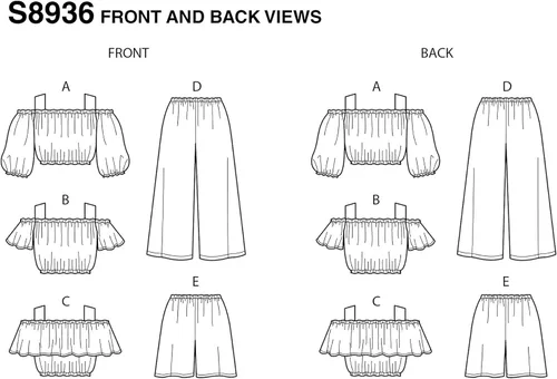 Miniatura 4 de Simplicity Patrón de costura R10193 / S8936 - Tops, pantalones y pantalones cortos para niños y niñas, talla: HH (3-4-5-6)