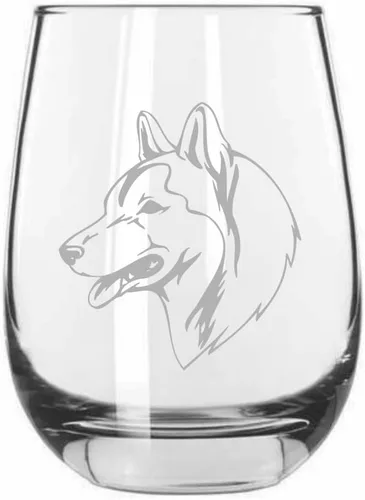 Miniatura 230 de Sakhalin Husky Dog - Copa de vino grabada personalizada de 15.25 onzas sin tallo