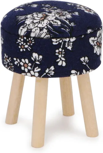 Taburete de casa de muñecas en miniatura, redondo, tapizado, a escala 1:12, taburete de madera, adorno para casa de muñecas, accesorios de