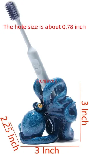 Miniatura 6 de Hodao Soporte para cepillo de dientes de pulpo, soporte de cepillo de dientes de resina único y lindo para niños y adultos, accesorios de decoración