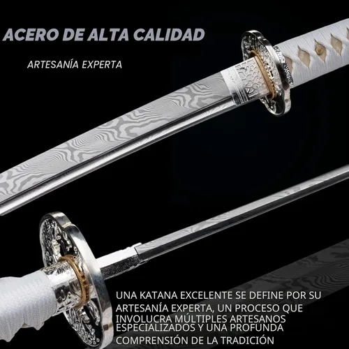 Miniatura 8 de Espada Katana KAWANO, espada japonesa de Damasco de acero plegable hecha a mano, espada samurái de lama completa funcional, mango de Rayskin real