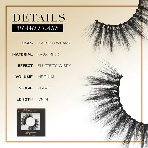 Miniatura 6 de Lilly Lashes Pestañas magnéticas Click - Pestañas postizas magnéticas de visón sintético Miami Flare para un aspecto natural - Pestañas postizas