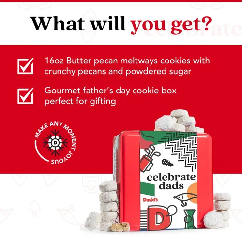 Miniatura 3 de David's Cookies Galletas gourmet con sabor a mantequilla para el Día del Padre con nueces crujientes – Deliciosa cesta de regalo ideal para papás